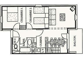 Chalet Cristal: Appartement 3 für 10 Personen - Grundriss