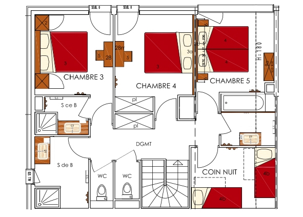 Chalet Dame Blanche: Appartement für 12 Personen - Grundriss