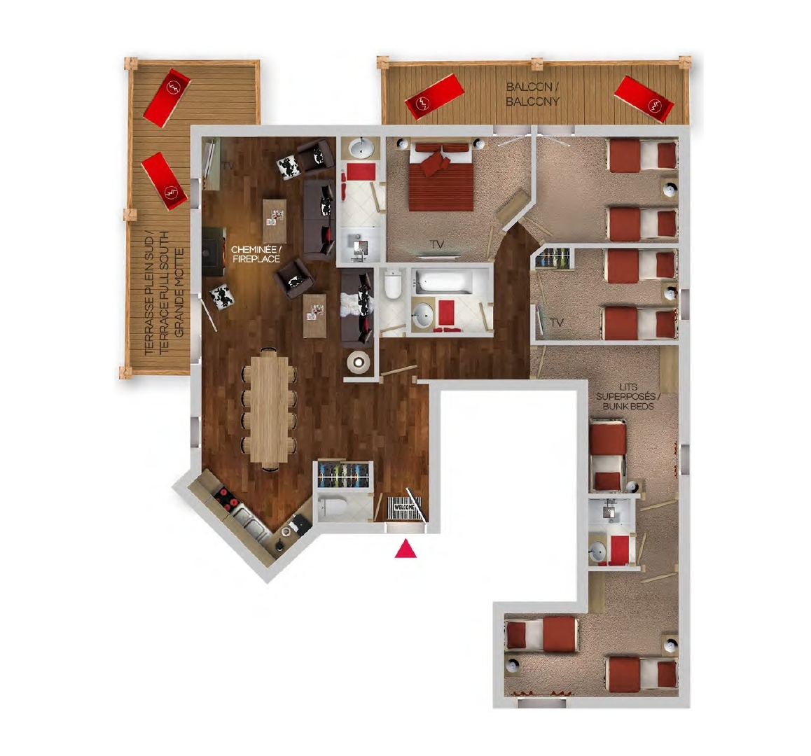 Chalet Planton: Appartement für 10 Personen - Grundriss