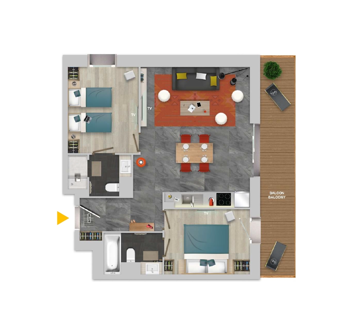 Chalet Izia: Appartement für 4 Personen - 60 qm - Grundriss