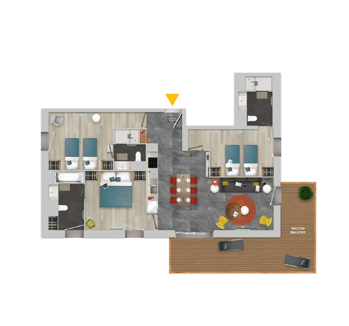 Chalet Izia: Appartement für 6 Personen - 80 qm - Grundriss
