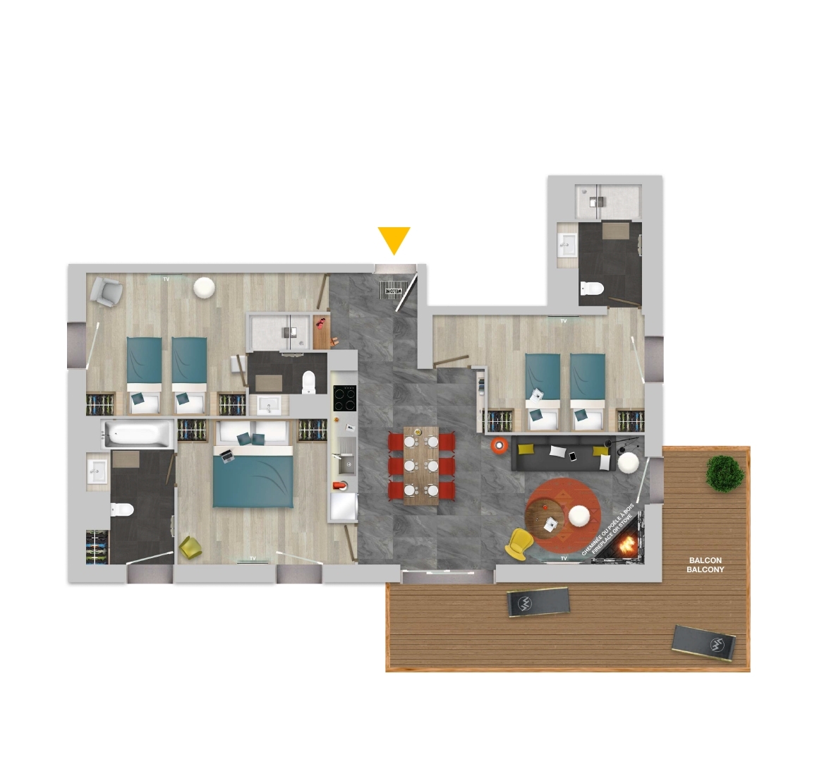 Chalet Izia: Appartement für 6 Personen - 80 qm mit Kamin - Grundriss