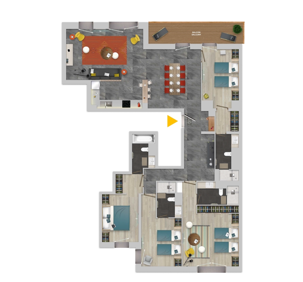 Chalet Izia: Appartement für 8 Personen - 135 qm - Grundriss
