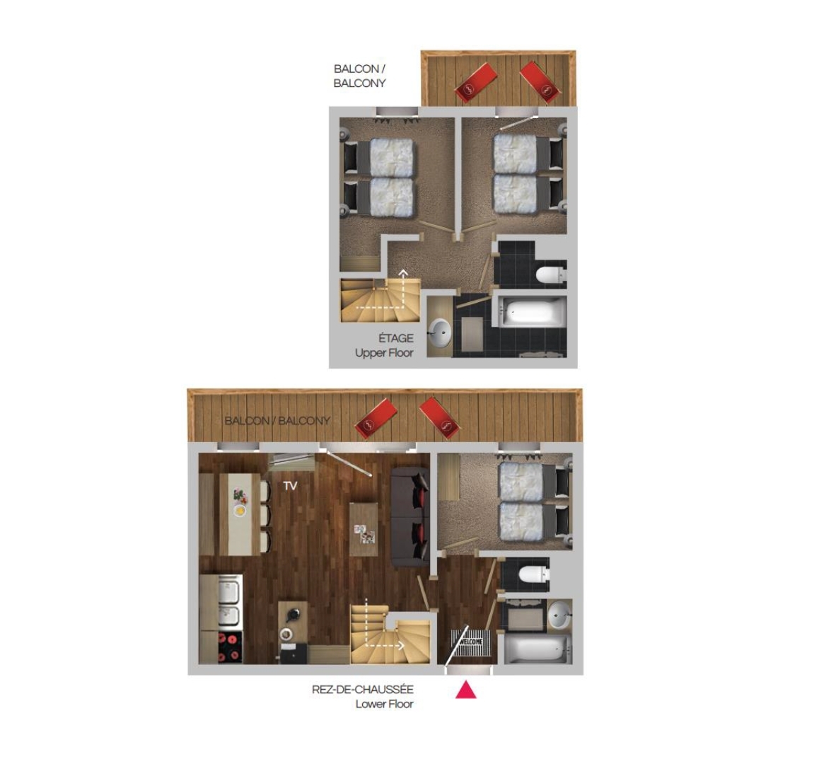 Village Montana: Appartement für 6 Personen - Grundriss