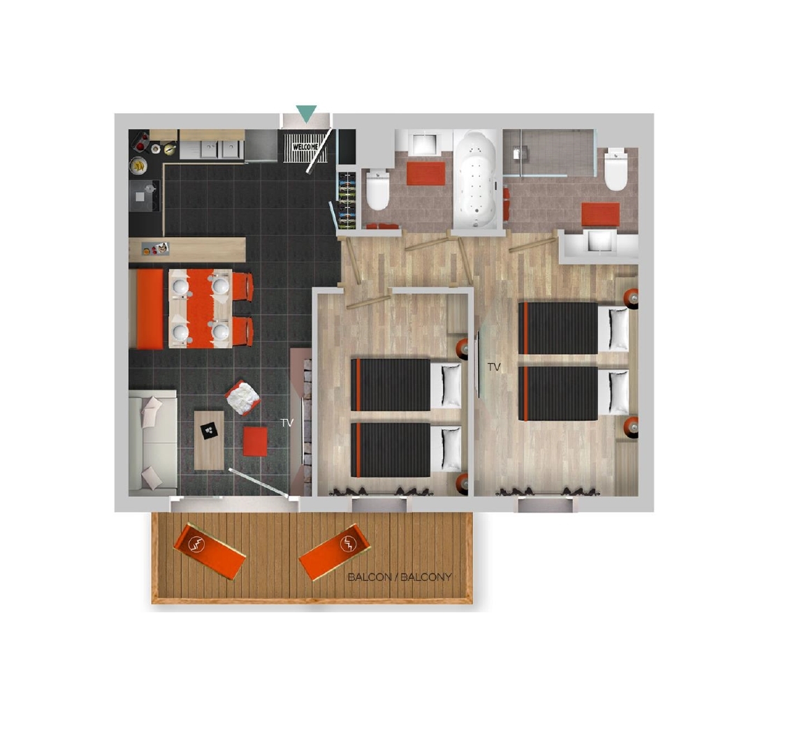 Plein Sud: Appartement für 4 Personen - Grundriss